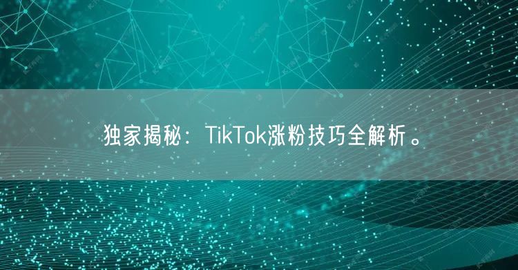 独家揭秘：TikTok涨粉技巧全解析。
