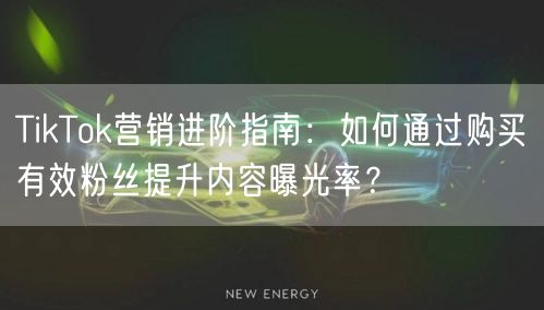 TikTok营销进阶指南：如何通过购买有效粉丝提升内容曝光率？
