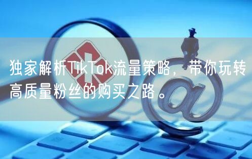 独家解析TikTok流量策略，带你玩转高质量粉丝的购买之路。
