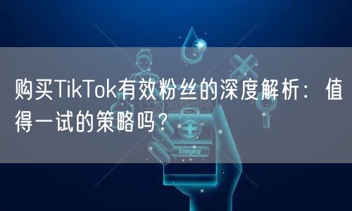 购买TikTok有效粉丝的深度解析：值得一试的策略吗？