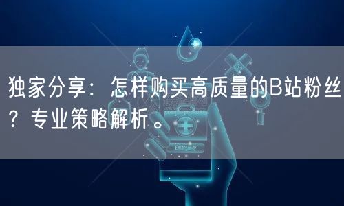 独家分享：怎样购买高质量的B站粉丝？专业策略解析。