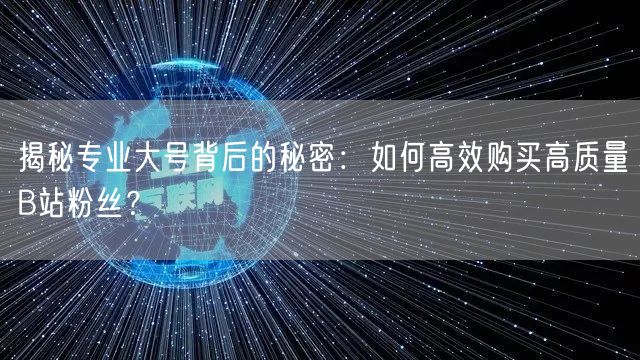 揭秘专业大号背后的秘密：如何高效购买高质量B站粉丝？