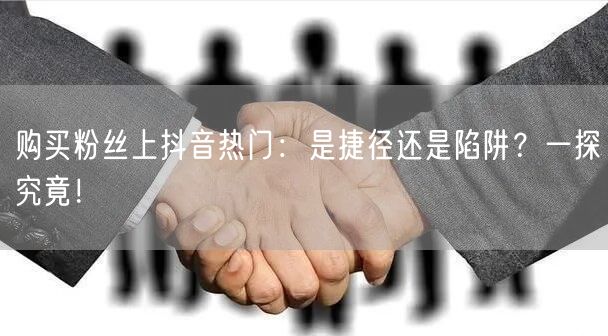 购买粉丝上抖音热门：是捷径还是陷阱？一探究竟！