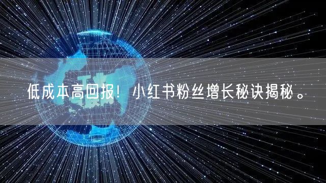 低成本高回报！小红书粉丝增长秘诀揭秘。