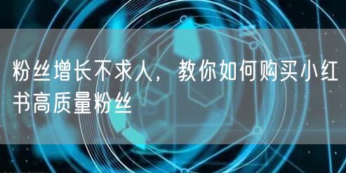 粉丝增长不求人，教你如何购买小红书高质量粉丝