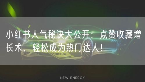 小红书人气秘诀大公开：点赞收藏增长术，轻松成为热门达人！